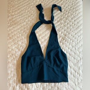 Abercrombie teal halter crop top